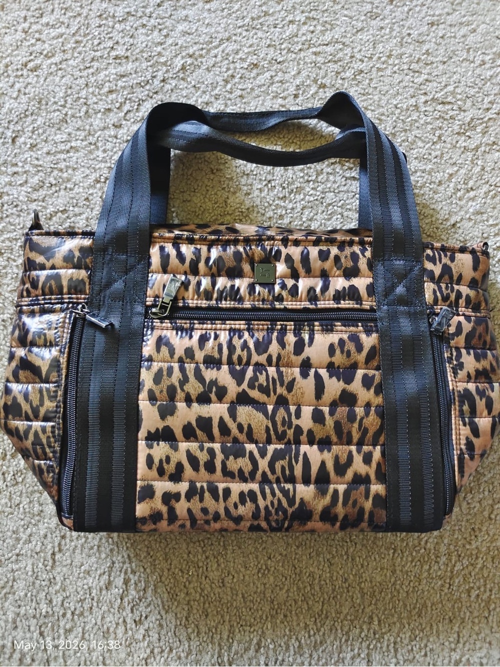 NWOT THINK ROYLN Jr. Jetset Wingman Tote Bag Leopard back luggage sleeve - Picture 10 of 12